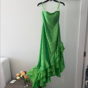 Night Moves Vibrant Green Asymmetrical Dress